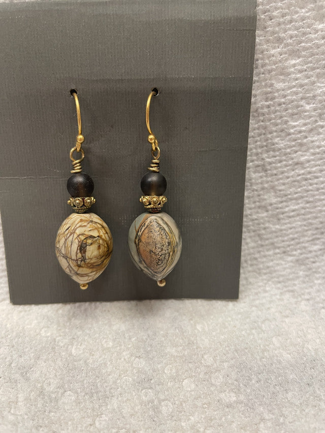 Picture Jasper and smokey Quartz Earrings