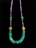 Turquoise and Charoite Song with Golden  Globes
