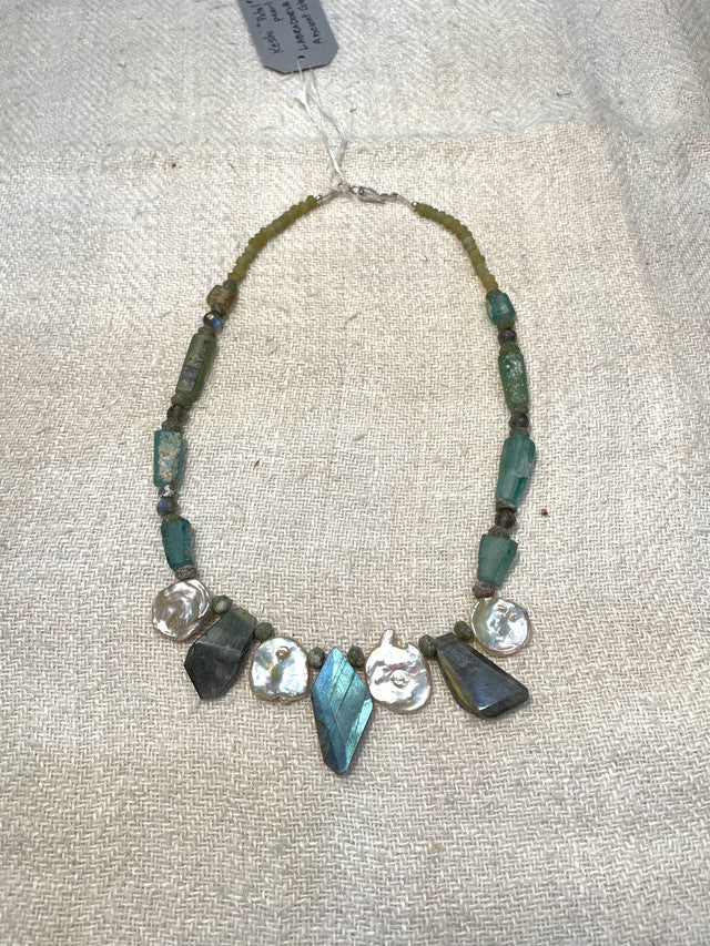 Playful Labradorite and Pearl Necklace