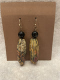 Onyx and  Carved Red River Jasper Earrings